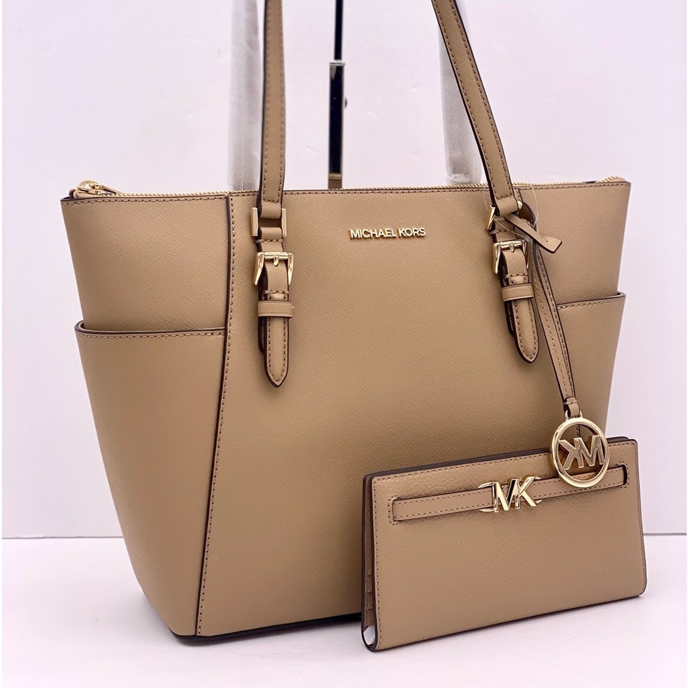 MICHAEL KORS CHARLOTTE LARGE TOP ZIP TOTE AND Wallet Set - Picture 2 of 10
